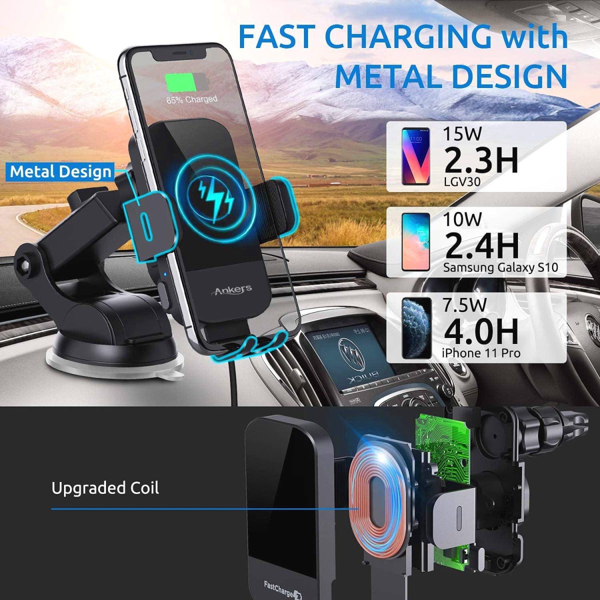 15W Wireless Car Charger Fast Charging - Image 5